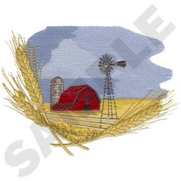 Picture of Wheat Field Scene Machine Embroidery Design
