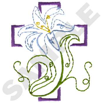 Easter Lily And Cross Machine Embroidery Design