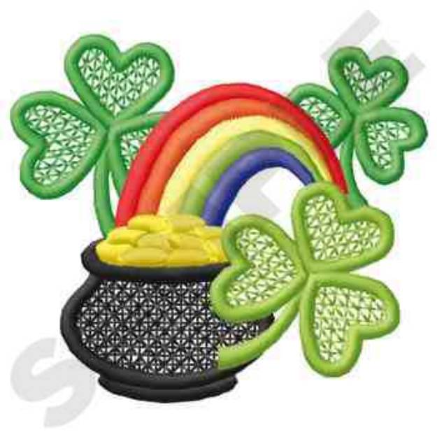 Picture of Pot Of Gold W/rainbow Machine Embroidery Design