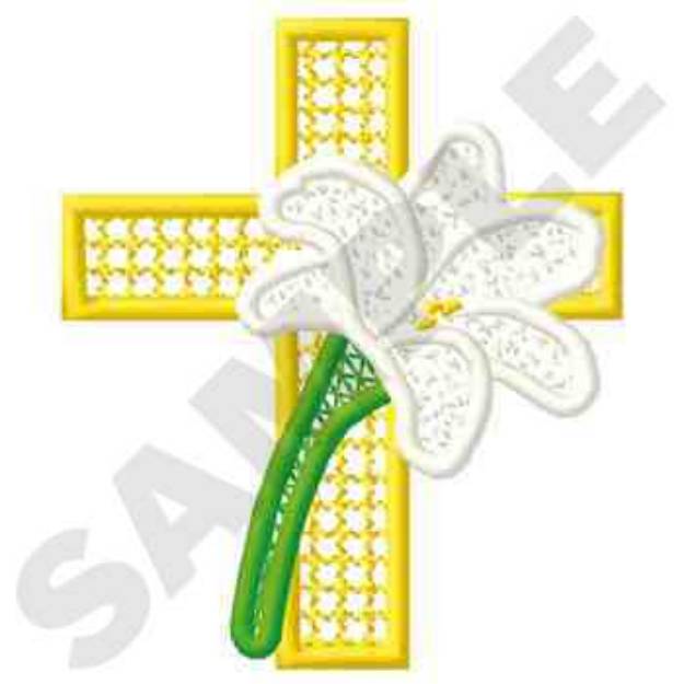 Picture of Easter Cross And Lily Machine Embroidery Design
