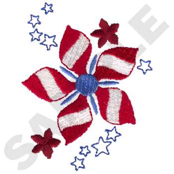 Red, White & Blue Flower Machine Embroidery Design