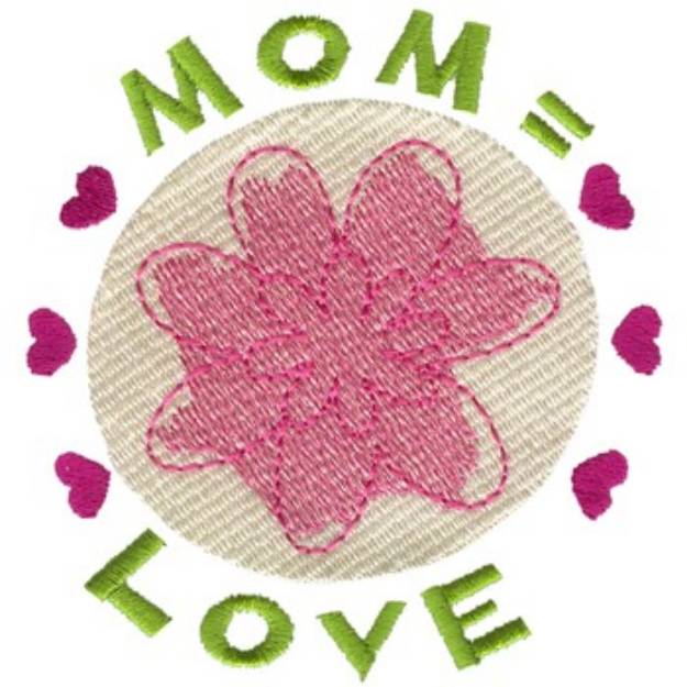 Picture of Mom Equals Love Machine Embroidery Design