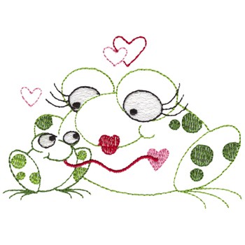 Mommy and Baby Frogs Machine Embroidery Design