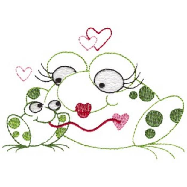Picture of Mommy and Baby Frogs Machine Embroidery Design