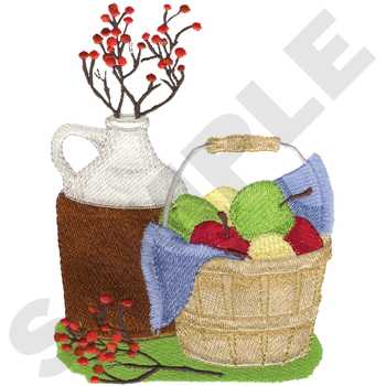 Fringe Apple Basket Machine Embroidery Design