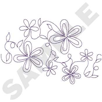 Flower Outline Pattern Machine Embroidery Design