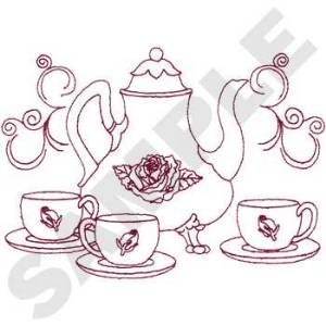 Picture of Victorian Tea Set Machine Embroidery Design