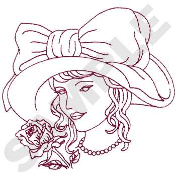 Victorian Lady With Hat Machine Embroidery Design