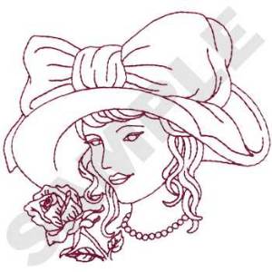 Picture of Victorian Lady With Hat Machine Embroidery Design