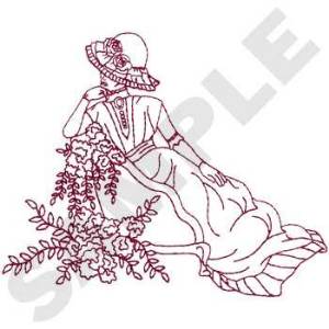 Picture of Reclining Victorian Lady Machine Embroidery Design