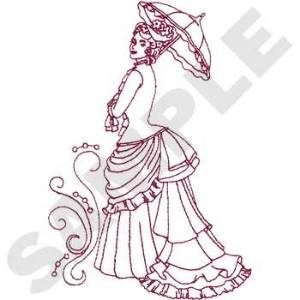 Picture of Lady with Parasol Machine Embroidery Design