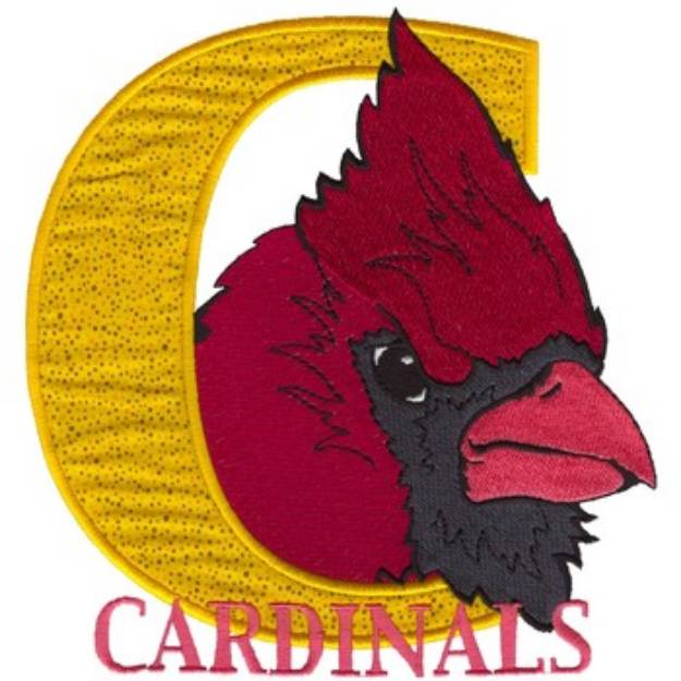 Picture of Cardinal Mascot Applique Machine Embroidery Design