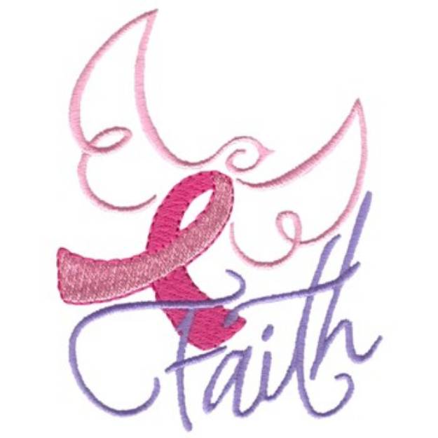 Picture of Faith Ribbon And Dove Machine Embroidery Design