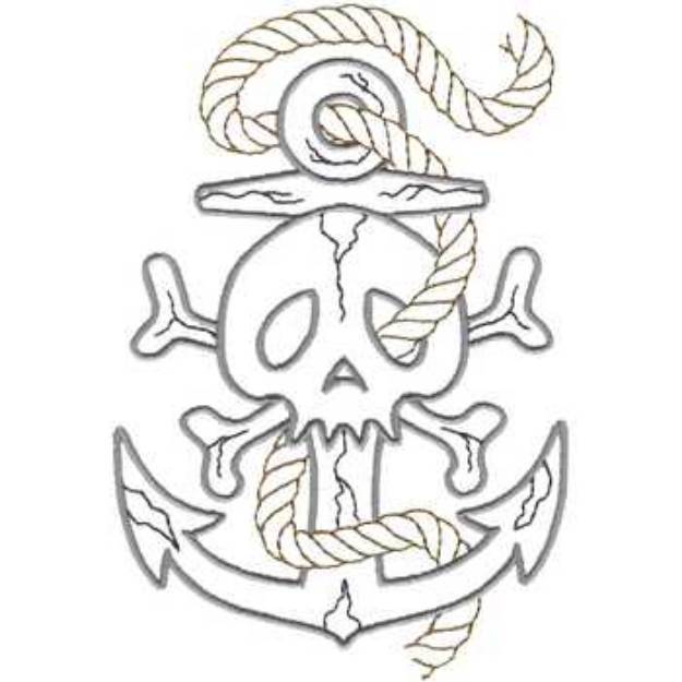 Picture of Skull And Anchor Machine Embroidery Design