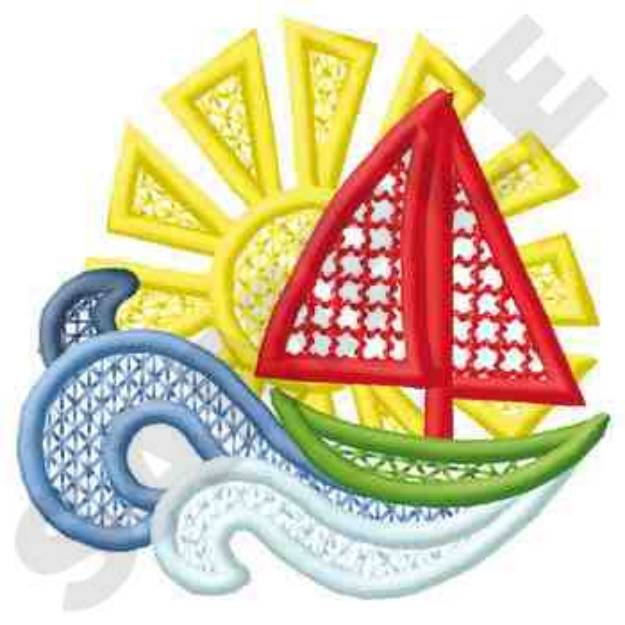 Picture of Summer Sailing Machine Embroidery Design
