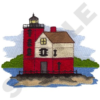 Round Island Lighthouse Machine Embroidery Design