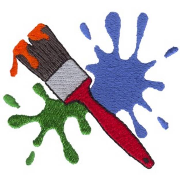 Picture of Paintbrush and Splatters Machine Embroidery Design