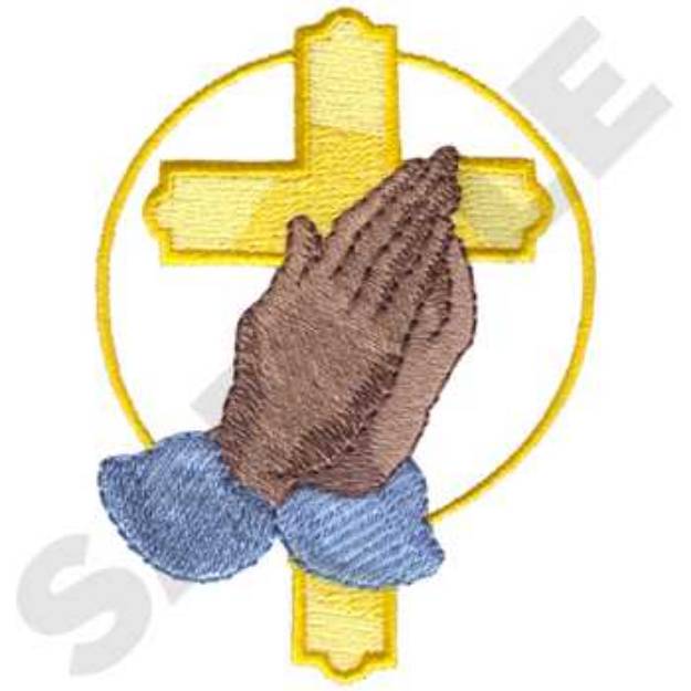 Picture of Praying Hands And Cross Machine Embroidery Design