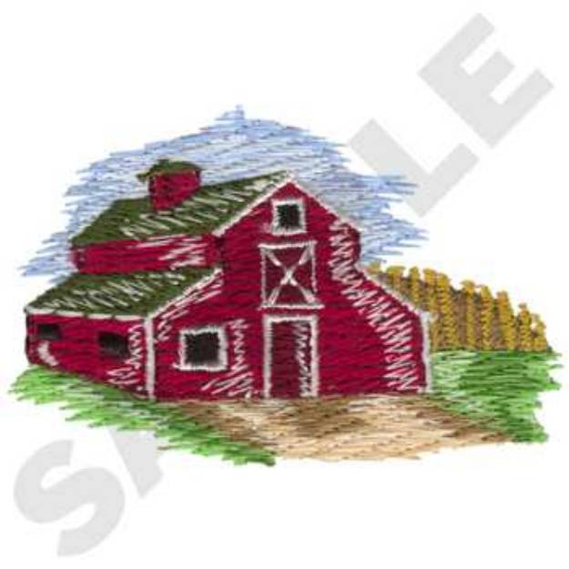 Picture of Barn Scene Machine Embroidery Design