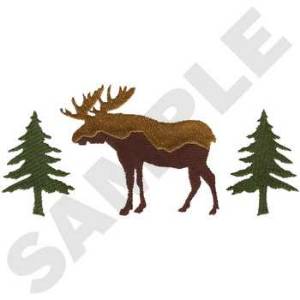 Picture of Moose In Trees Machine Embroidery Design