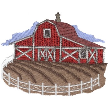 Barn And Fence Machine Embroidery Design