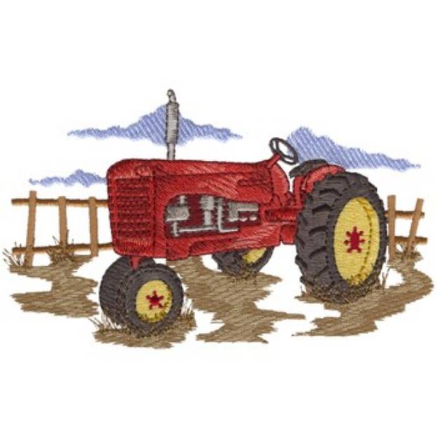 Picture of Tractor And Fence Machine Embroidery Design