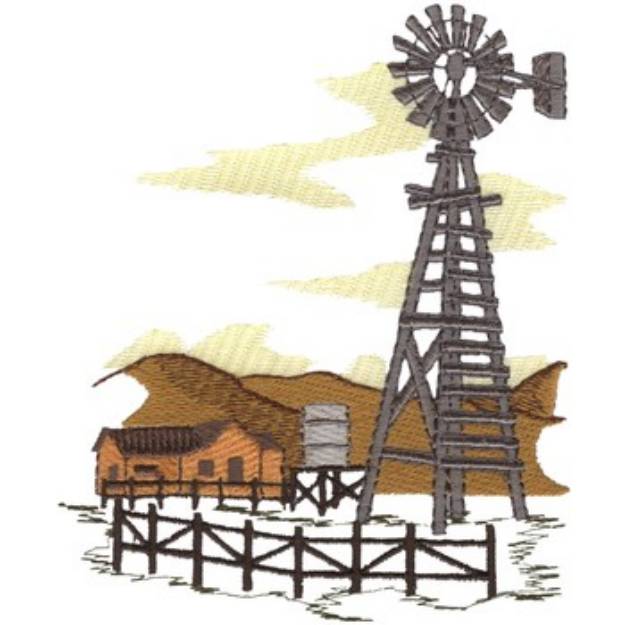 Picture of Rusty Windmill Machine Embroidery Design