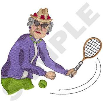 Madge Plays Tennis Machine Embroidery Design