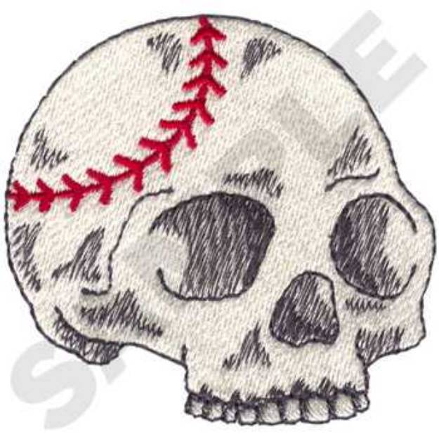 Picture of Skull Baseball Machine Embroidery Design