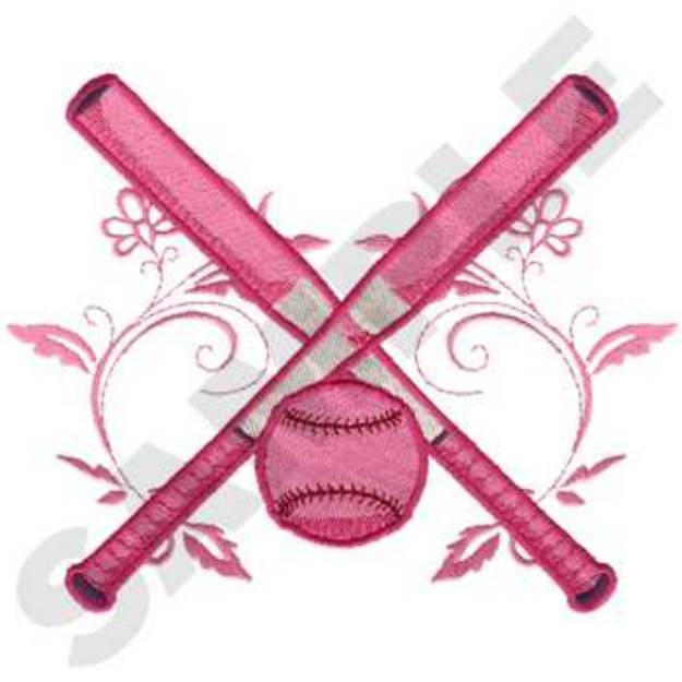 Picture of Girls Softball Machine Embroidery Design
