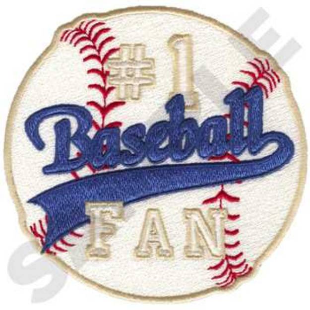 Picture of #1 Baseball Fan Machine Embroidery Design