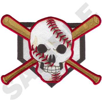 Baseball Skull Machine Embroidery Design