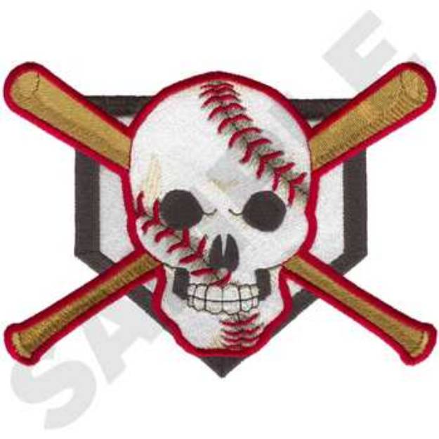 Picture of Baseball Skull Machine Embroidery Design