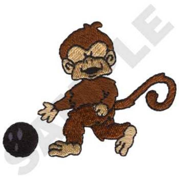 Picture of Monkey Bowling Machine Embroidery Design
