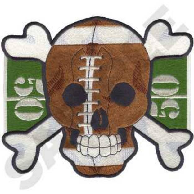 Picture of Football Skull Machine Embroidery Design