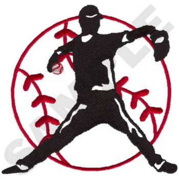 Picture of Baseball Silhouette Machine Embroidery Design