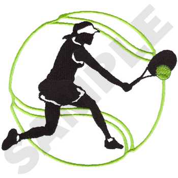 Female Tennis Silhouette Machine Embroidery Design