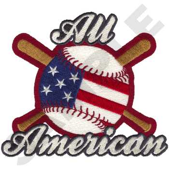 All American Baseball Machine Embroidery Design