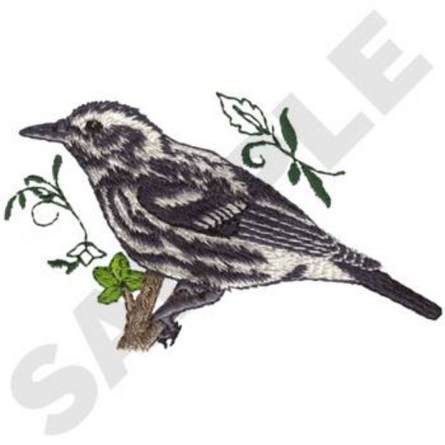 Picture of Black & White Warbler Machine Embroidery Design