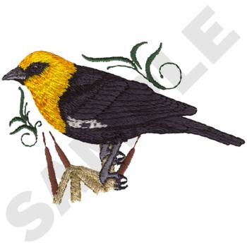 Yellow Headed Blackbird Machine Embroidery Design
