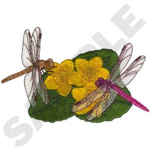 Picture of Roseate Skimmer Dragonflies Machine Embroidery Design