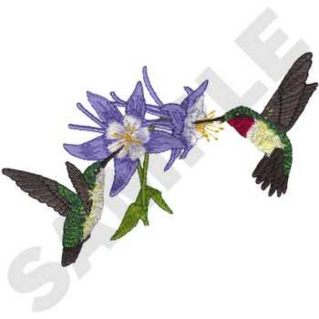 Picture of Ruby Throated Hummingbirds Machine Embroidery Design