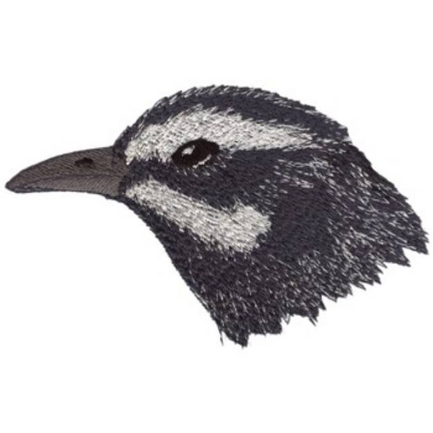 Picture of Black & White Warbler Head Machine Embroidery Design