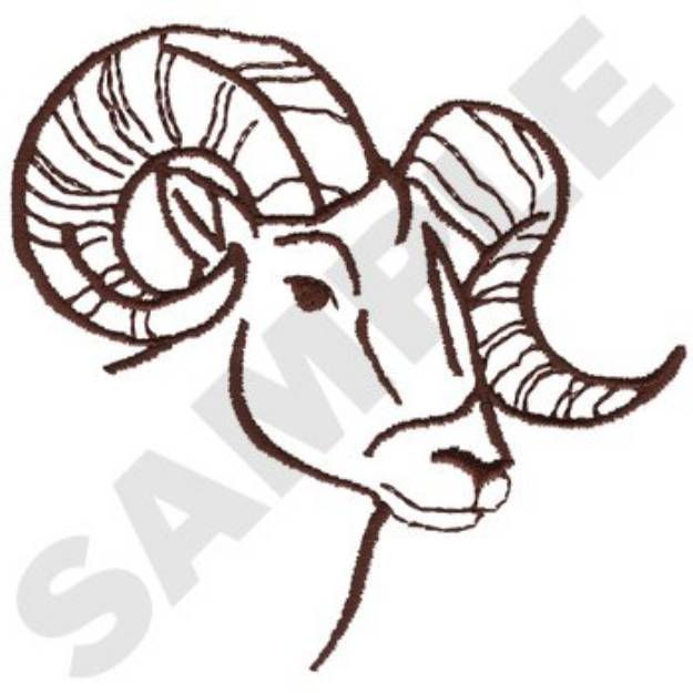 Picture of Bighorn Sheep Outline Machine Embroidery Design
