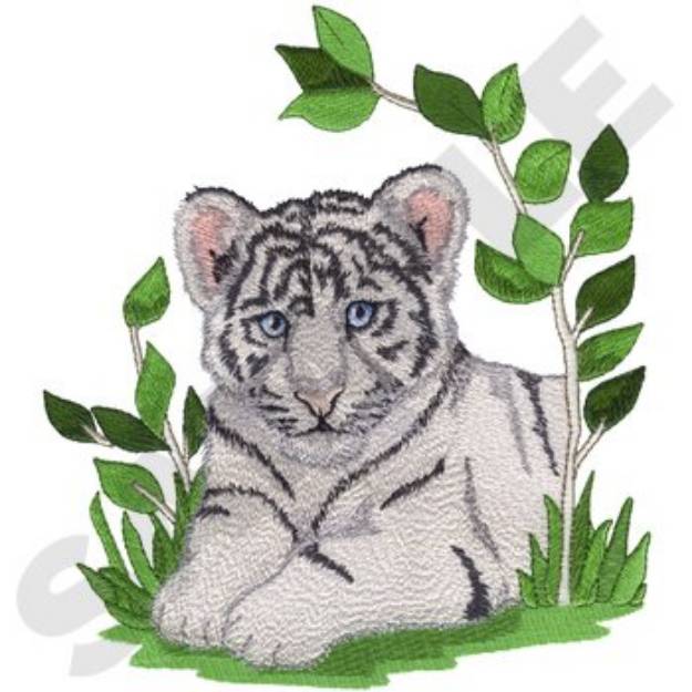 Picture of White Tiger Cub Machine Embroidery Design