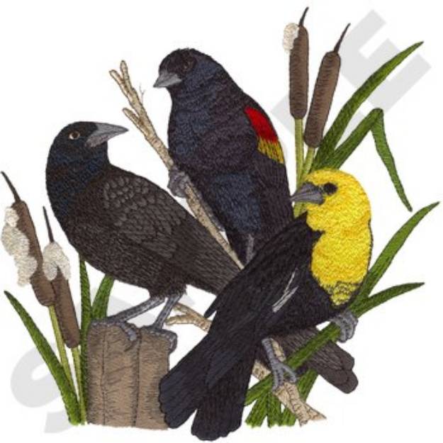 Picture of Blackbird Collage Machine Embroidery Design