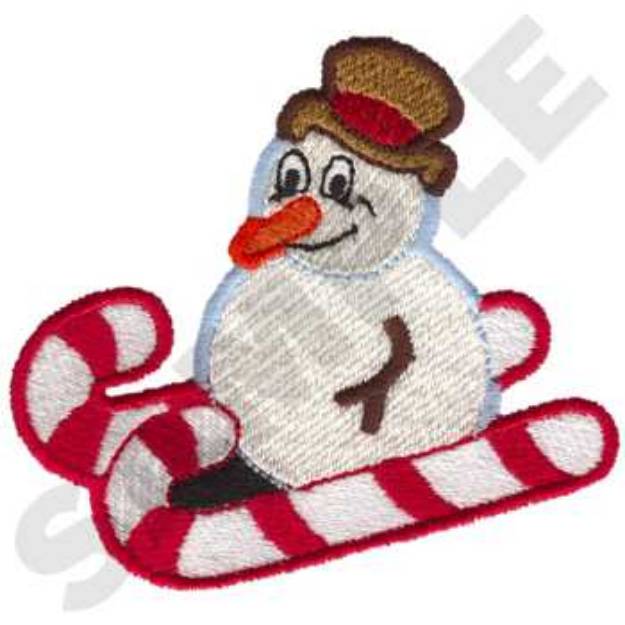 Picture of Snowman And Sled Machine Embroidery Design