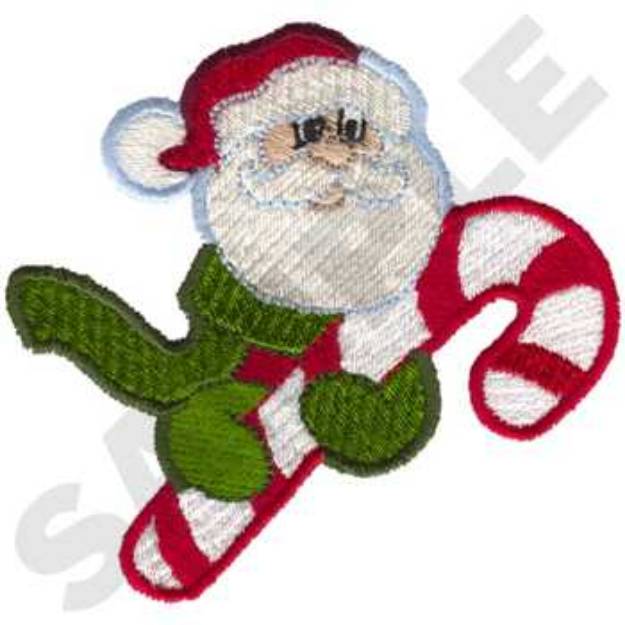 Picture of Santa And Candy Cane Machine Embroidery Design