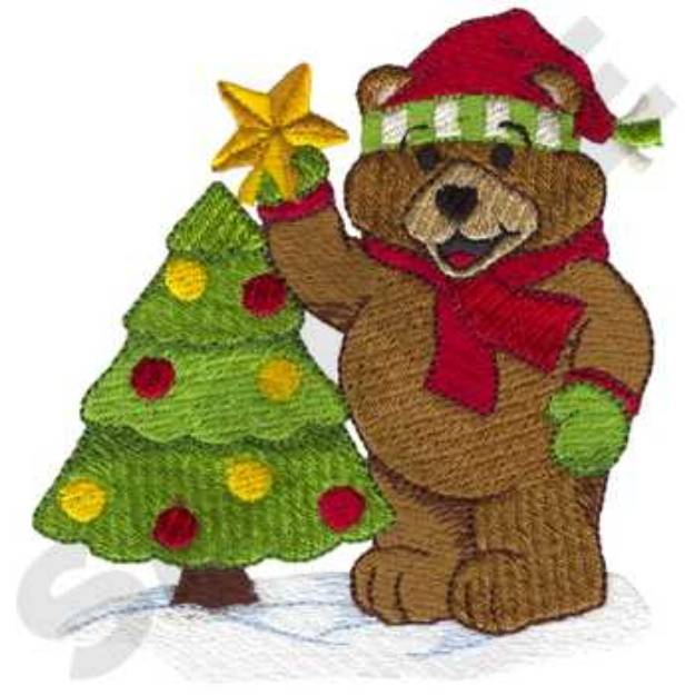 Picture of Bear Trimming Tree Machine Embroidery Design