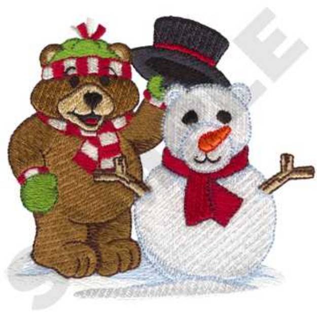 Picture of Bear Making Snowbear Machine Embroidery Design